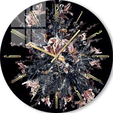 Glass clock - Ikebana, 40cm