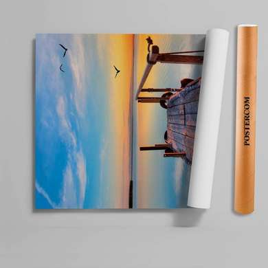 3D door sticker, Sea sunset, 60 x 90cm, Door Sticker