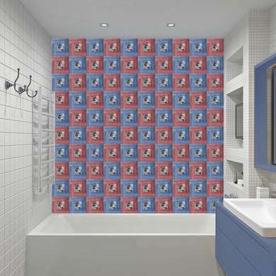 Ceramic tiles in red and blue colors, Imitation tiles