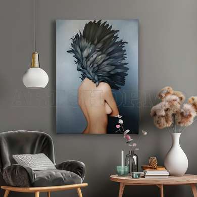 Poster - Lebada neagra, 60 x 90 см, Poster inramat pe sticla, Nude