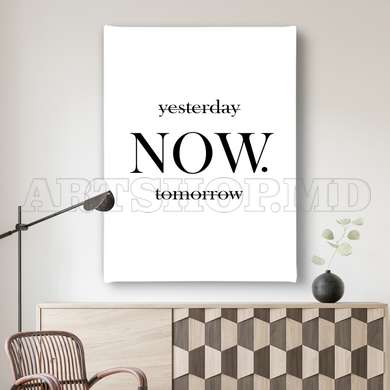 Poster - Now, 60 x 90 см, Framed poster on glass, Quotes