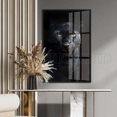 Poster - Black Panther, 60 x 90 см, Framed poster on glass, Animals