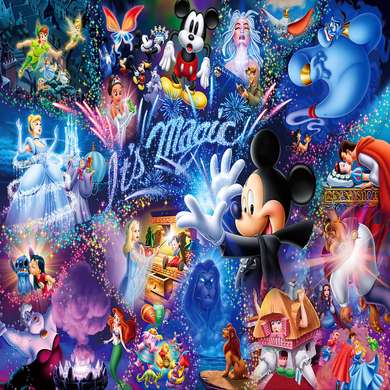 Poster - All Disney characters, 40 x 40 см, Canvas on frame