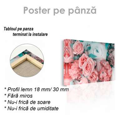 Poster - Buchet delicat de flori, 45 x 30 см, Panza pe cadru, Flori