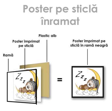 Постер - Сонный мишка, 40 x 40 см, Холст на подрамнике, Для Детей