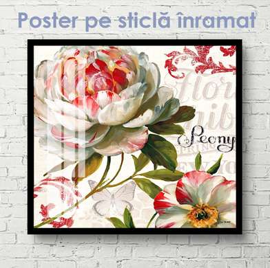 Постер - Красивый акварельный цветок, 100 x 100 см, Постер на Стекле в раме, Прованс