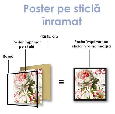 Постер - Красивый акварельный цветок, 100 x 100 см, Постер на Стекле в раме, Прованс