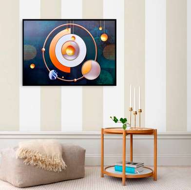 Poster - Abstract circles, 90 x 60 см, Framed poster on glass, Abstract