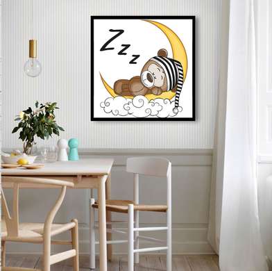 Poster - Ursul somnoros, 40 x 40 см, Panza pe cadru, Pentru Copii