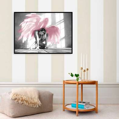 Poster - Pink wings 1, 45 x 30 см, Canvas on frame, Nude