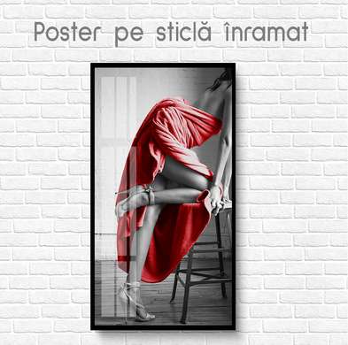 Poster - Fusta roșie, 45 x 90 см, Poster inramat pe sticla, Nude