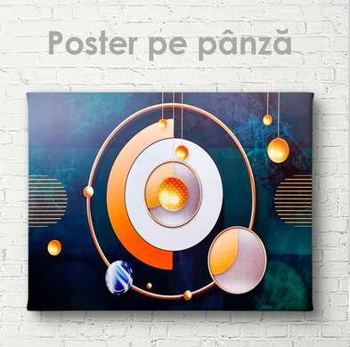 Постер - Абстрактные круги, 90 x 60 см, Постер на Стекле в раме, Абстракция