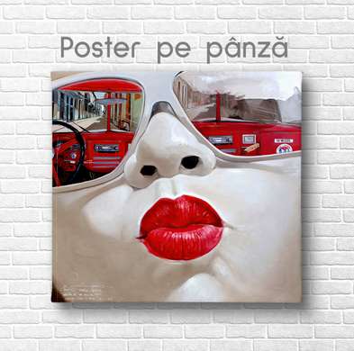 Poster - Kiss, 100 x 100 см, Framed poster on glass