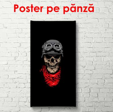 Poster - Ilustrația craniului pe fundal negru, 30 x 60 см, Panza pe cadru, Diverse
