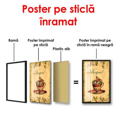 Poster - Cupa pe un fundal de epocă, 60 x 90 см, Poster înrămat, Provence