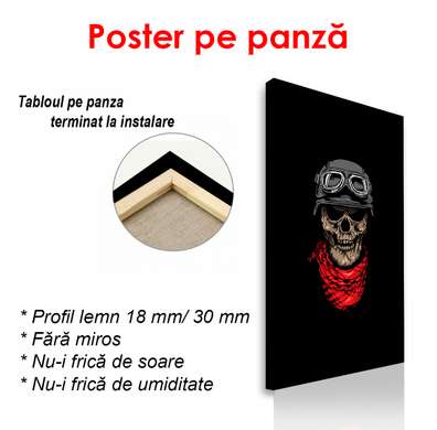 Poster - Illustration of a skull on a black background, 30 x 60 см, Canvas on frame, Different