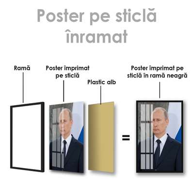 Poster - Vladimir Putin, 60 x 90 см, Poster inramat pe sticla