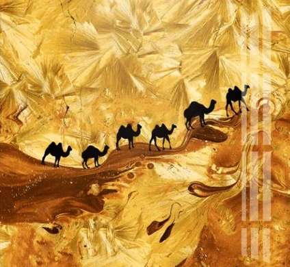 Постер, Верблюды в пустыне, 40 x 40 см, Холст на подрамнике, Животные