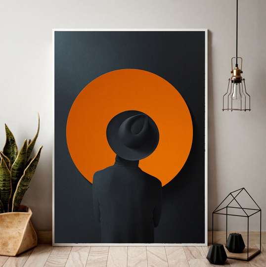 Картина в Раме - Оранжевый круг, 50 x 75 см