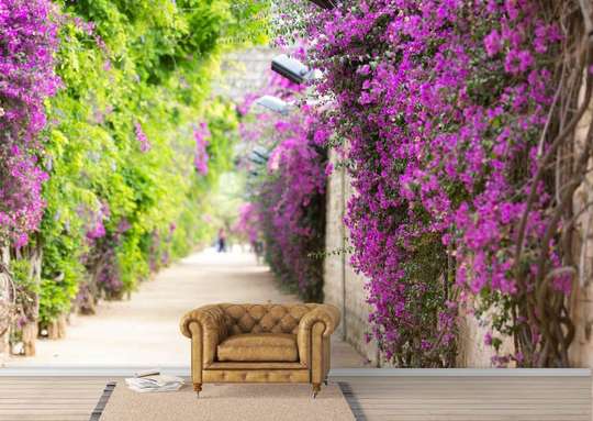 Фотообои - Забор покрыт цветами