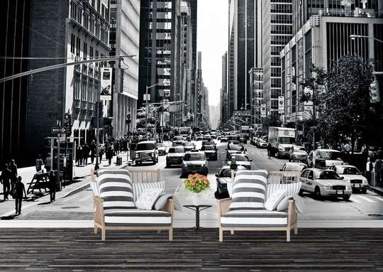Fototapet - Străzile Americii în alb-negru