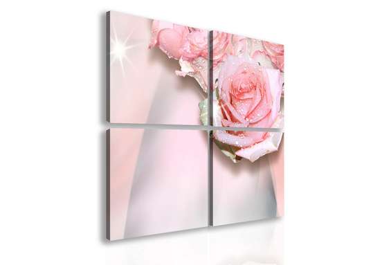 Модульная картина, Нежная розовая роза., 120 x 120