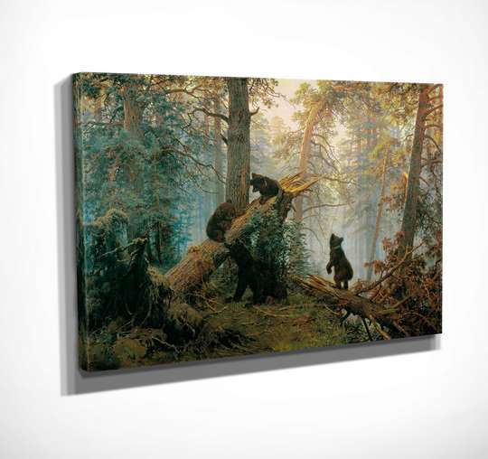 Постер - Медведи в лесу, 45 x 30 см, Холст на подрамнике