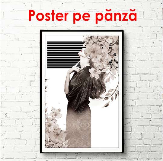 Постер - Девушка коричневого цвета набелом фоне, 60 x 90 см, Постер в раме