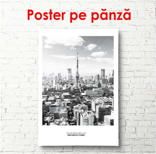 Poster - Parisul frumos alb-negru, 60 x 90 см, Poster înrămat, Alb Negru