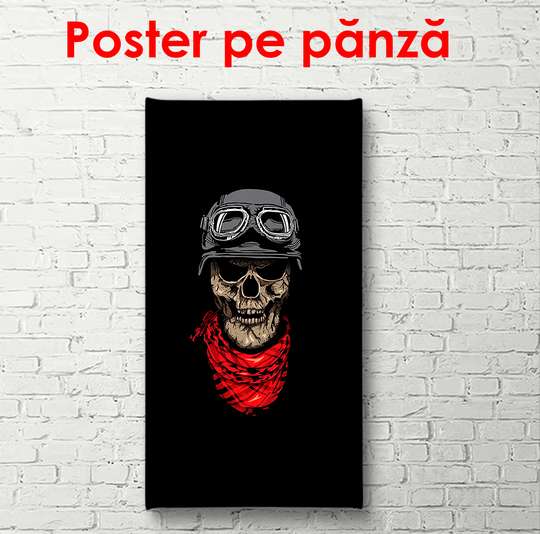 Poster - Illustration of a skull on a black background, 30 x 60 см, Canvas on frame