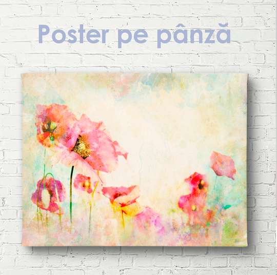 Poster - Poppies on a gentle background, 45 x 30 см, Canvas on frame