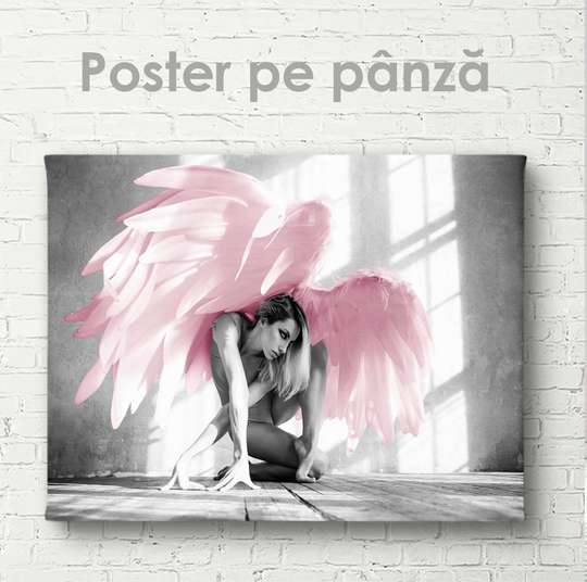 Постер - Розовые крылья 1, 45 x 30 см, Холст на подрамнике, Ню