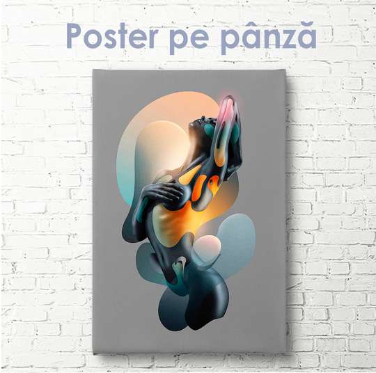 Постер - Абстрактное женское тело, 30 x 60 см, Холст на подрамнике, Ню