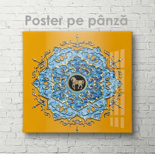 Poster - Traditional pattern with a horse, 40 x 40 см, Canvas on frame, Abstract