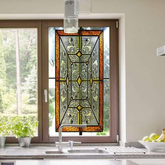 Window Privacy Film, Decorative stained glass, Geometry, 60 x 90cm, Transparent