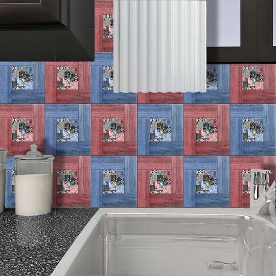 Ceramic tiles in red and blue colors