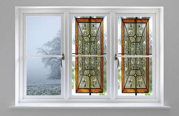Window Privacy Film, Decorative stained glass, Geometry, 60 x 90cm, Transparent, Window Film