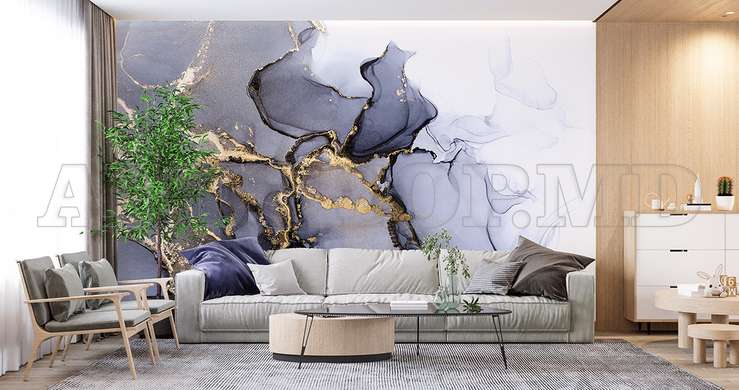 Wall mural - Black with gold