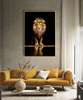 Poster, Lion with golden crown, 60 x 90 см, Framed poster on glass, Animals
