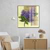 Poster - Twig of lilac on a yellow background, 100 x 100 см, Framed poster on glass, Provence