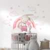 Wall decals, Bunny and rainbow with pale pink stars, SET-M