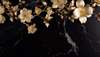 3D Photo Wallpaper- Golden flowers on a black marble background