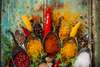 Poster - Condimente indiene în linguri, 90 x 60 см, Poster inramat pe sticla, Alimente și Băuturi
