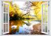 Wall mural - The lake with the swan and the autumn forest