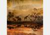 Wall Murall - Animal world at sunset background