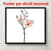 Poster - Crenguța cu flori roz, 100 x 100 см, Poster înrămat