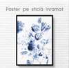 Постер - Синие цветочки, 60 x 90 см, Постер на Стекле в раме, Цветы