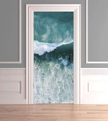 3Д наклейка на дверь, Волна, 60 x 90cm, Наклейка на Дверь