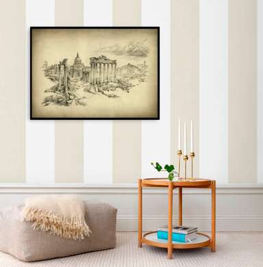 Poster - Painted city, 90 x 60 см, Framed poster, Vintage