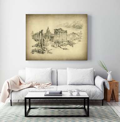 Poster - Painted city, 90 x 60 см, Framed poster, Vintage
